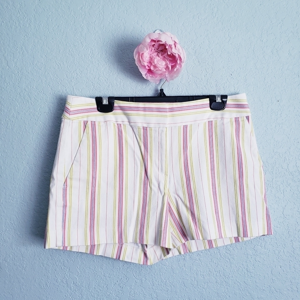 LOFT Multicolor Striped Cotton Riviera Shorts